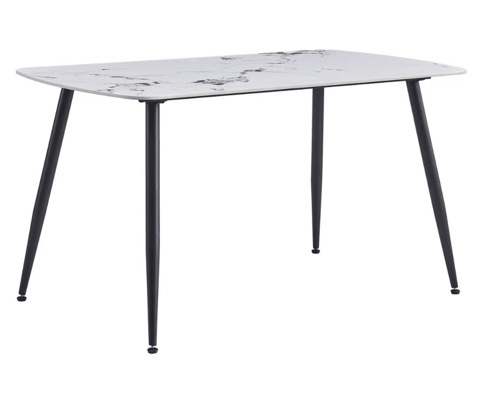 Yarra Dining Table  1400mm - Ceramic Marble White