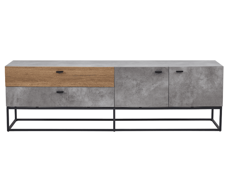 Jay TV Stand - Cement & Dark Oak 