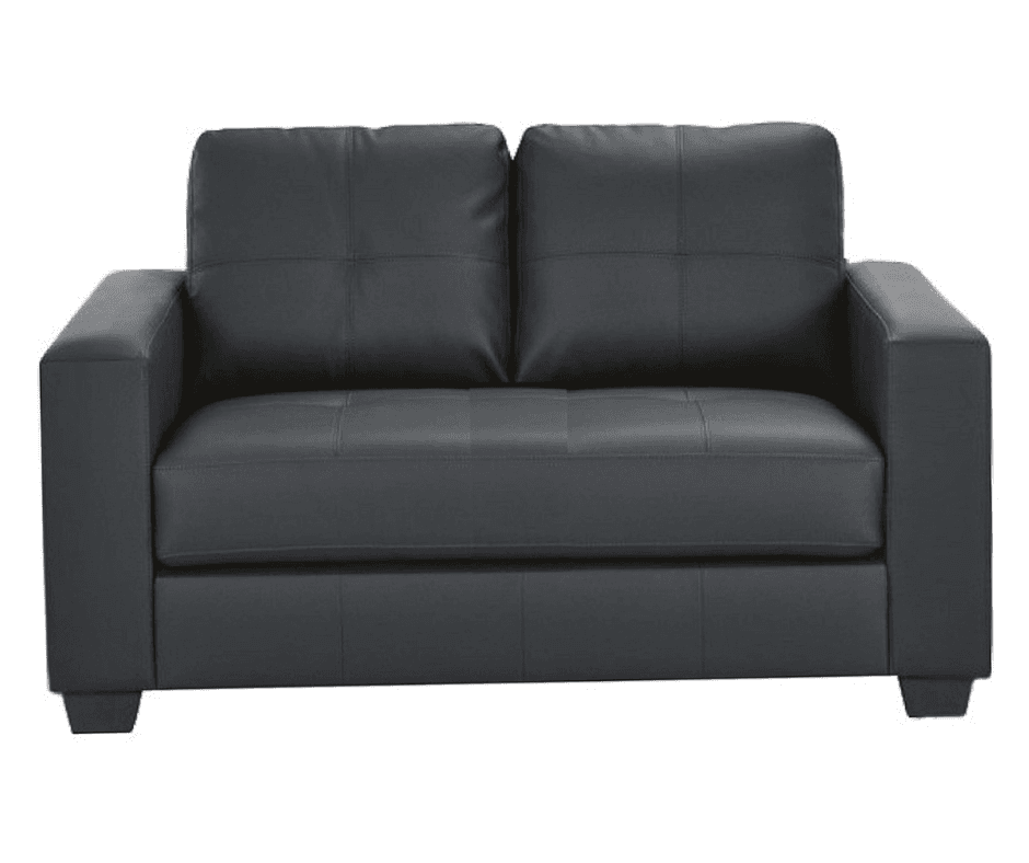HEQS 2 Seater Pu Leather Sofa  Black  Fire Retardant