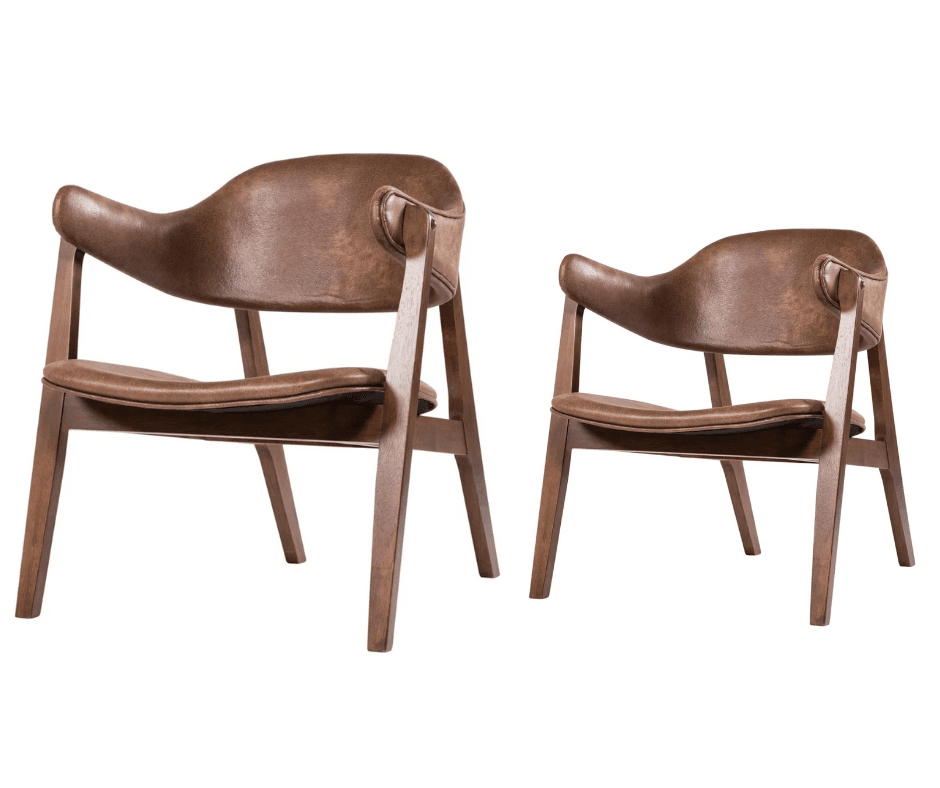 Angela Lounge Chair Set of 2 - Dark Chocolate Upholstery and Natural Oak Frame