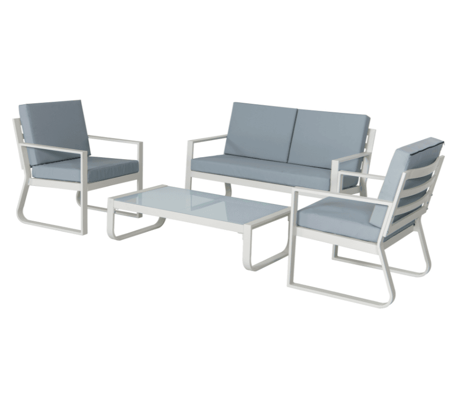 Coogee 4-Pieces Aluminum Outdoor Lounge Setting - White