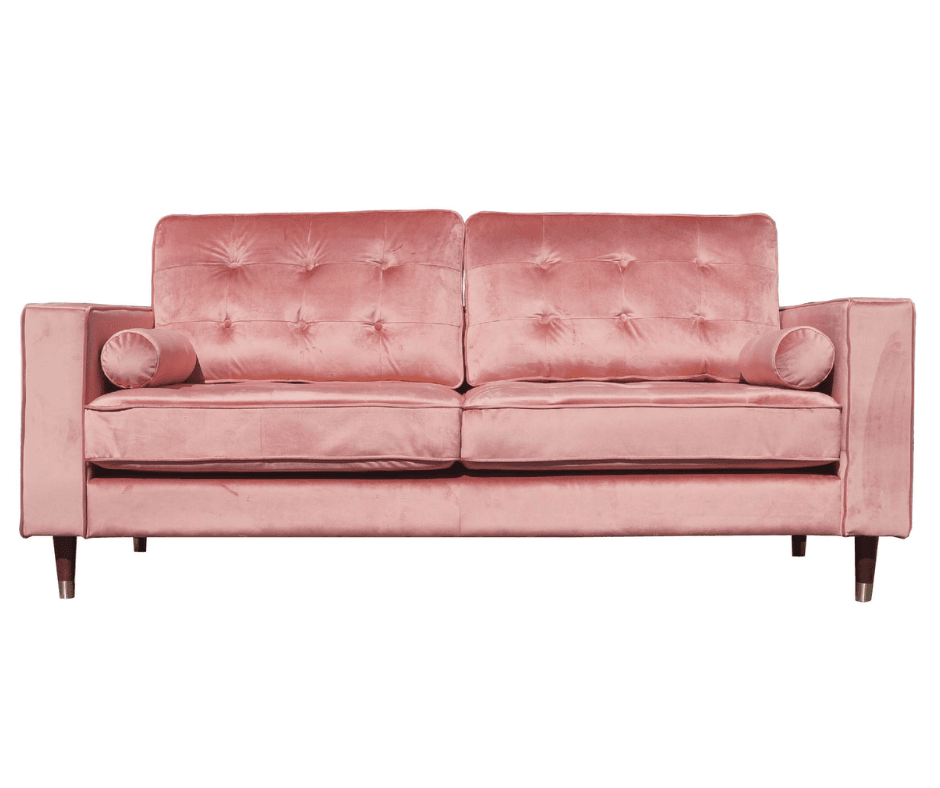 Fiona 3 Seat Sofa - Pink Velvet