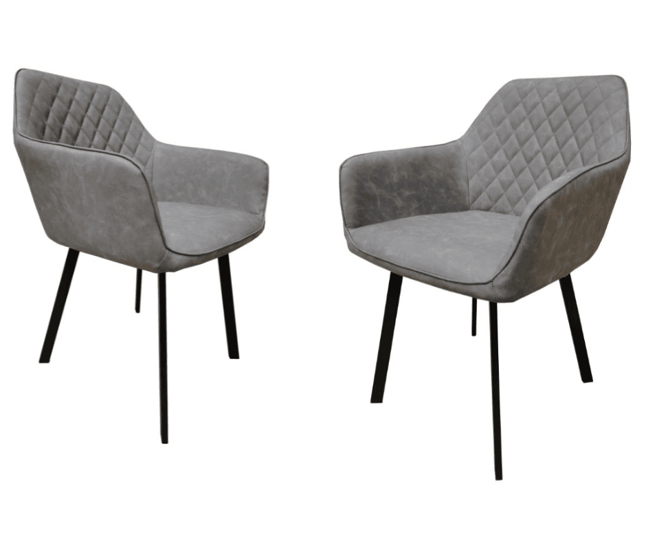 Lucas Leatherette - Set of 2 Dining Chair Dark Grey