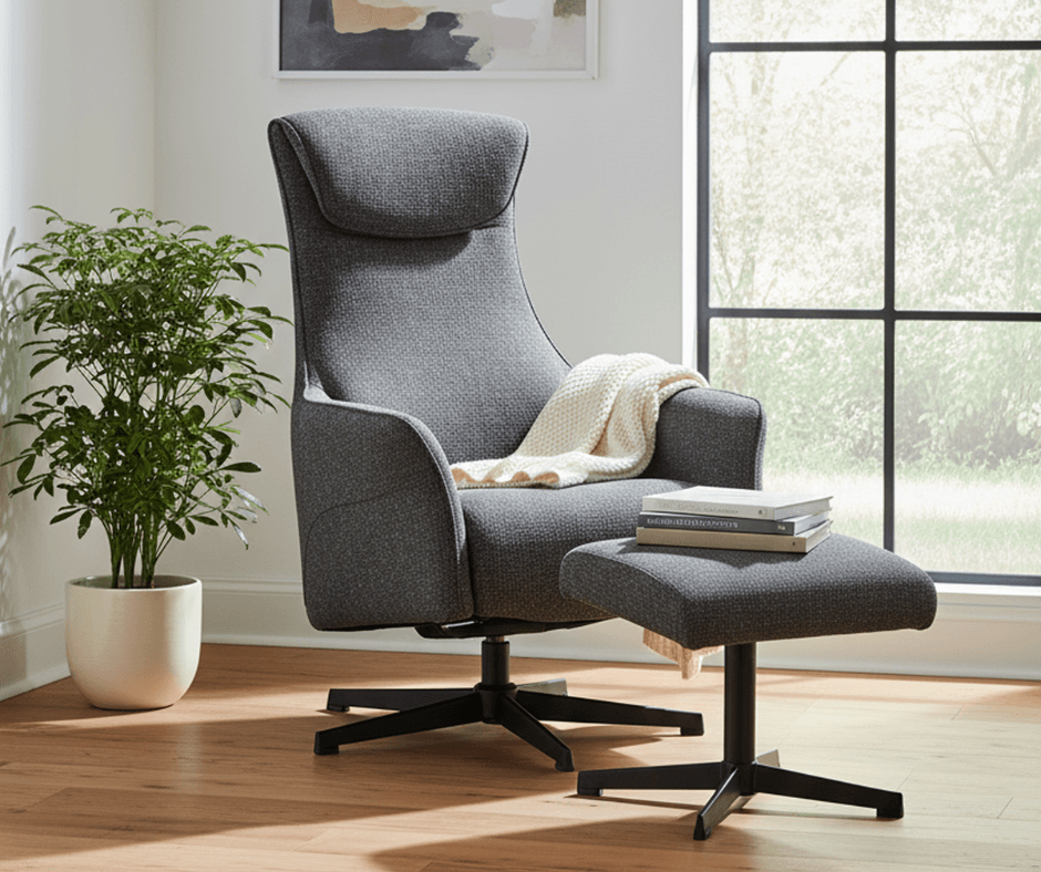 Miami Armchair with Footstool - Grey