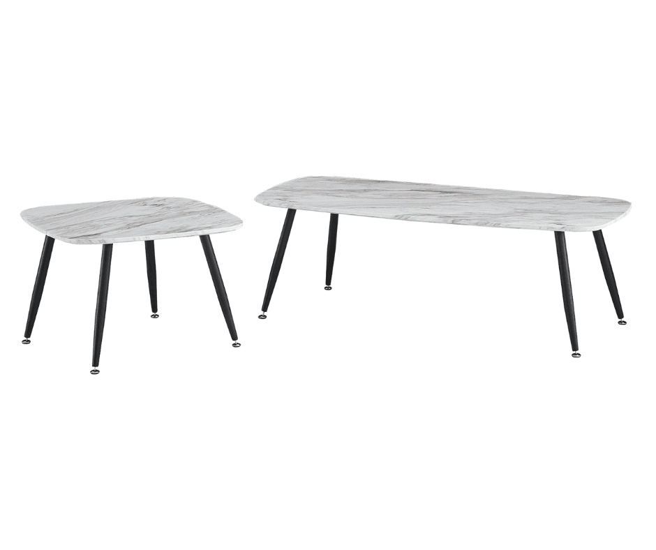 Dora Coffee Table Set - Marble White and Black
