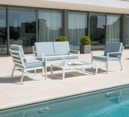 Coogee 4-Pieces Aluminum Outdoor Lounge Setting - White