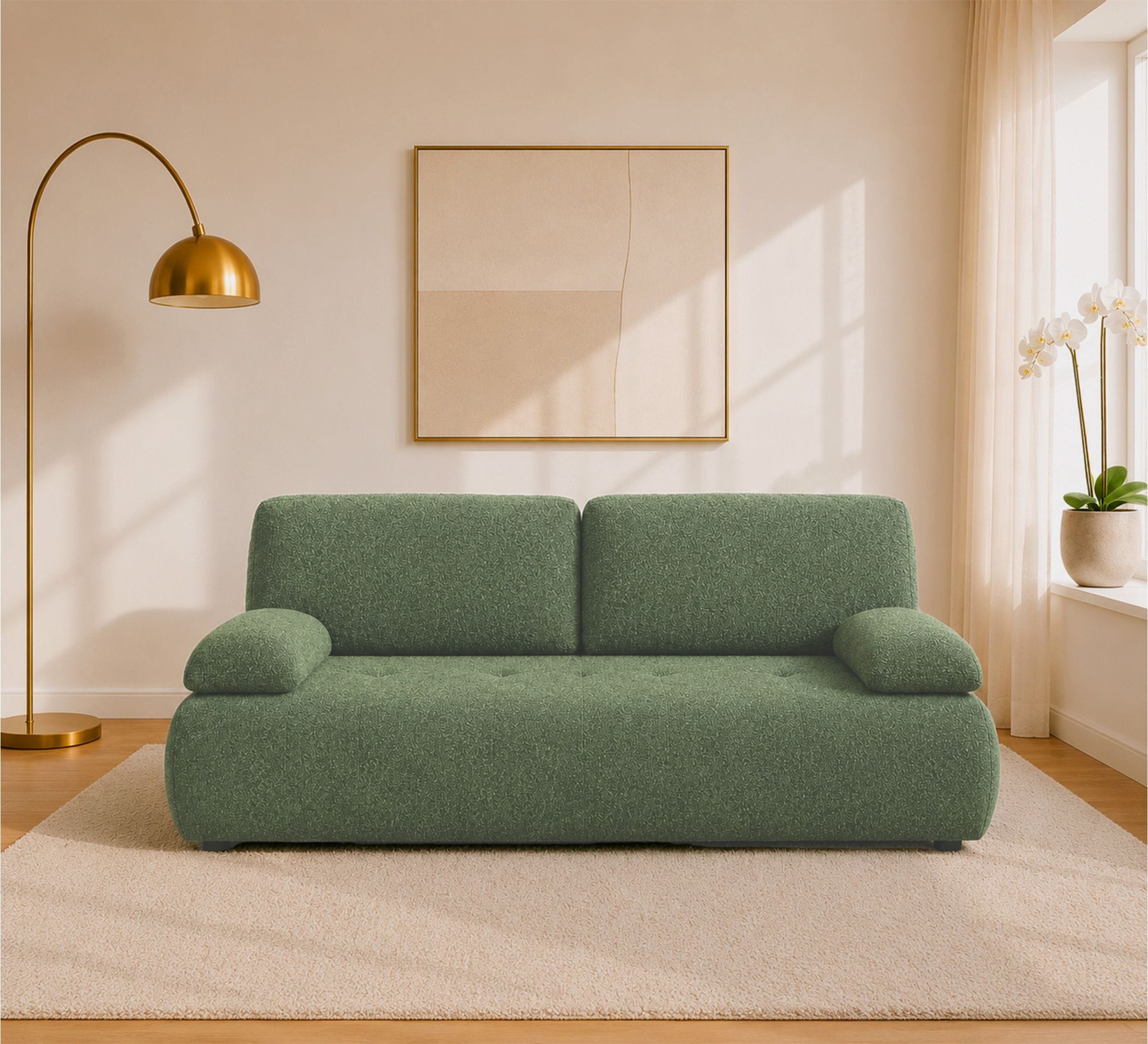 Paris 3 Seater Sofa Bed with Storage - Green
