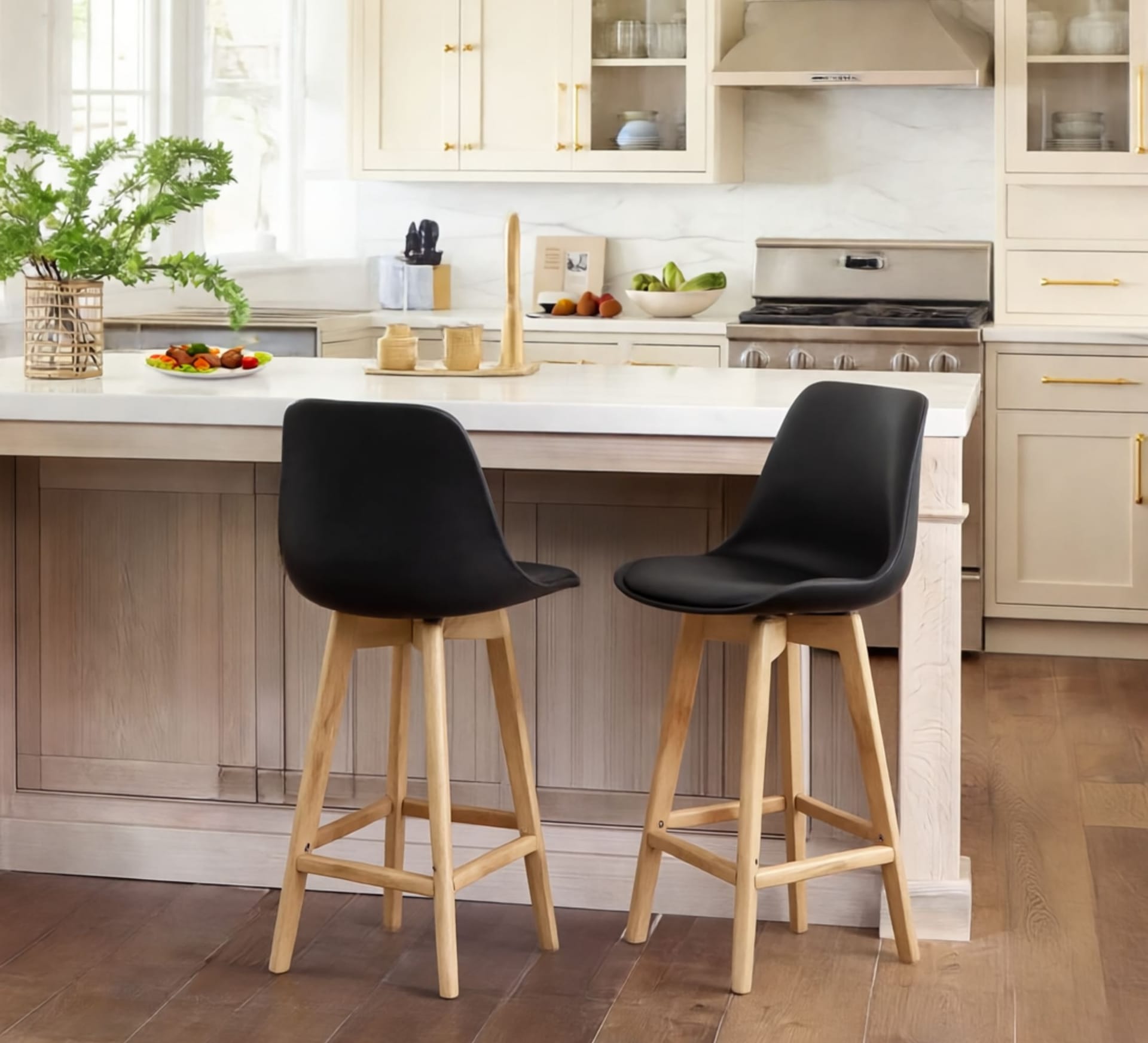 Hudston Bar Stool - Set of 2 - Black