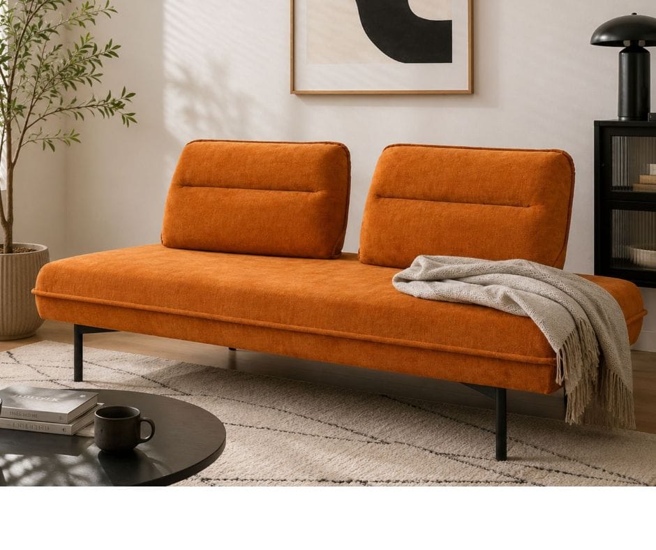 Adam Sectional Sofa with Removable Backrest - Orange