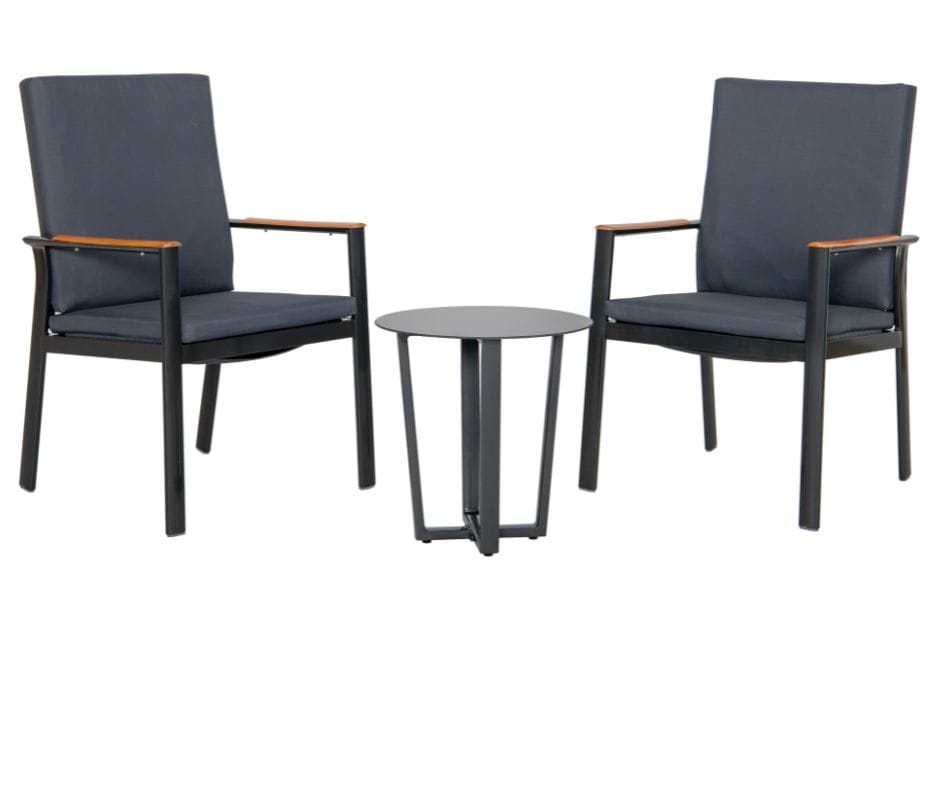 Bronte 2 Seater Outdoor Chair & Side Table Set - Dark Grey