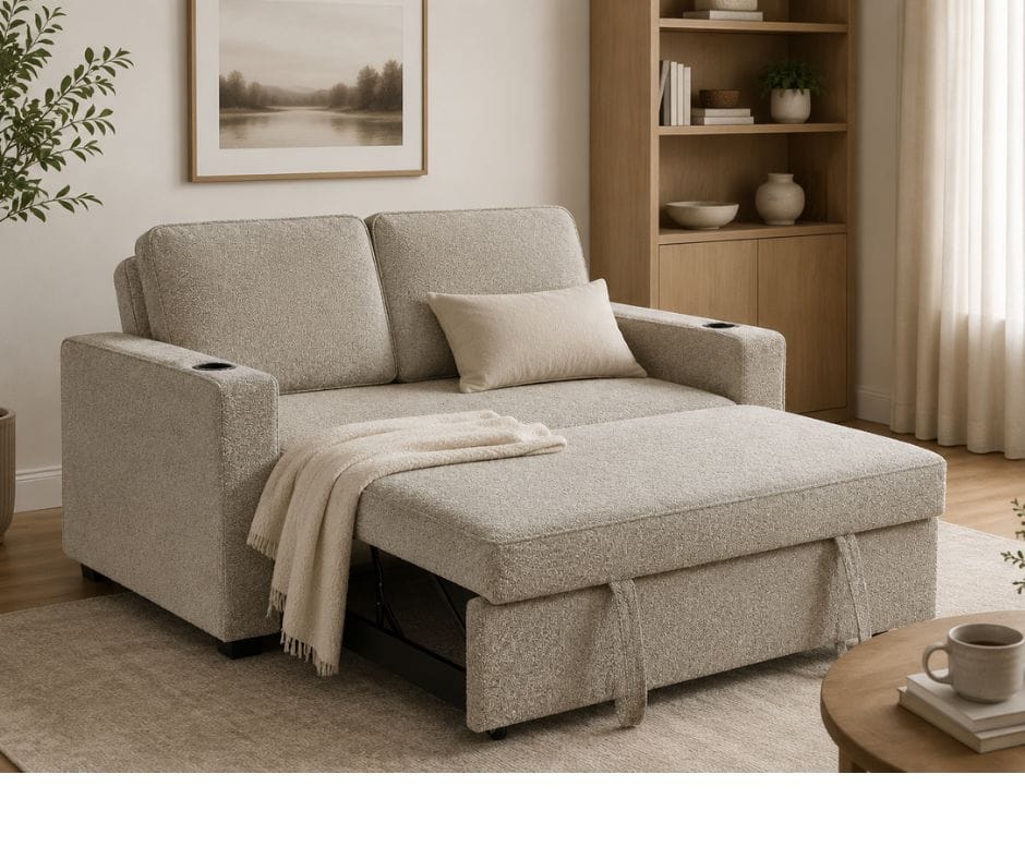 Miles 2 Seater Sofa Bed - Beige