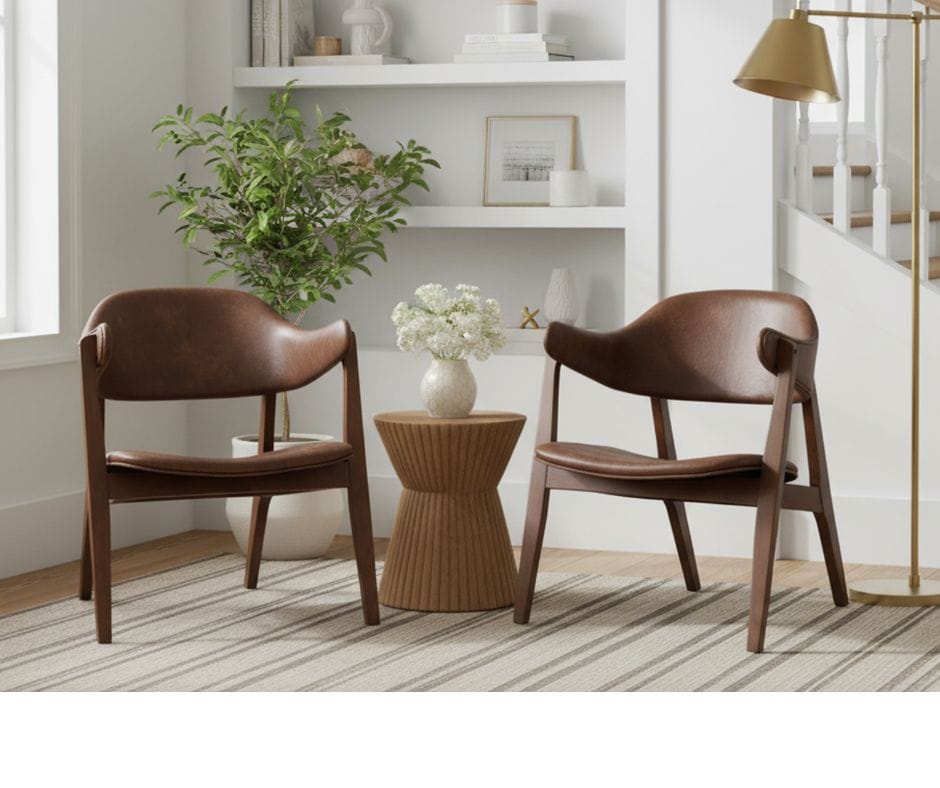 Angela Lounge Chair Set of 2 - Walnut Finish