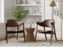 Angela Lounge Chair Set of 2 - Walnut Finish