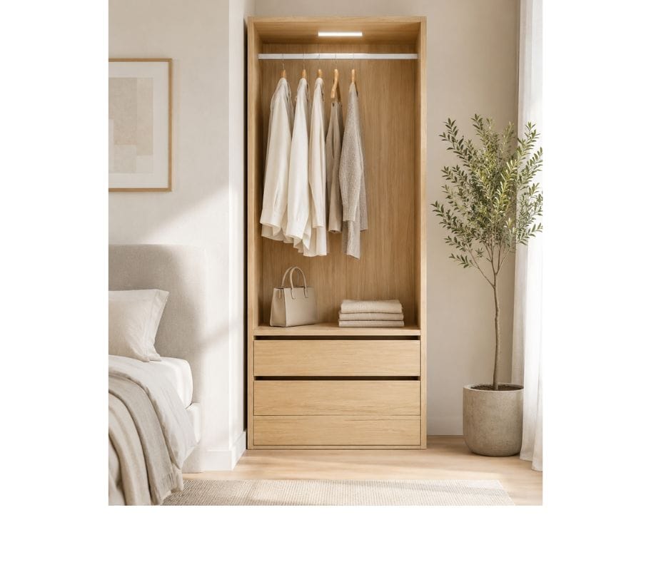 Botany Hanging Wardrobe With Drawers 800 - Oak