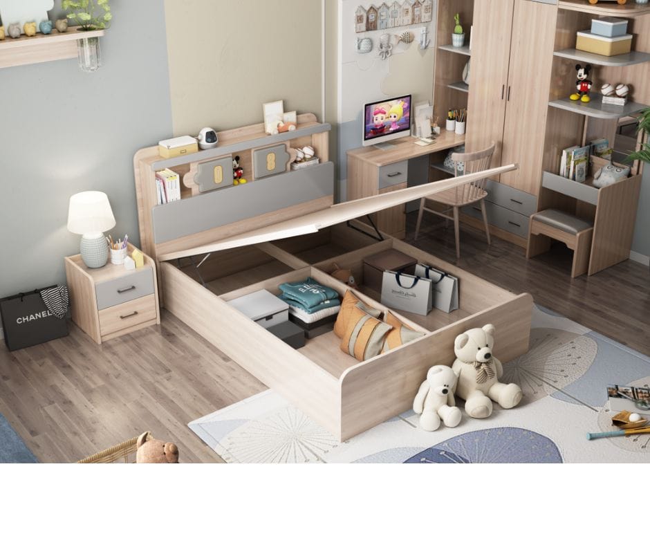 Kiama Gas Lift Bed Double - Oak Finish