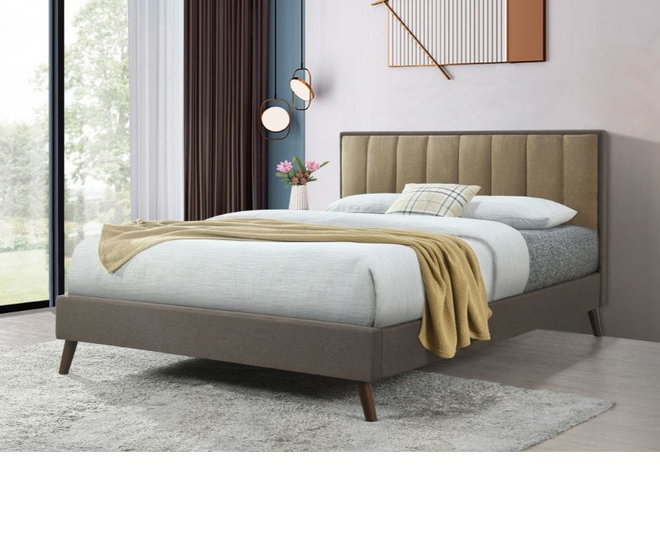 Rennie Bed Double - Light & Dark Brown