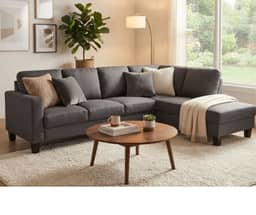 Evelyn 5 Seater Sofa (L-Shape, Chaise on right) - Dark Grey