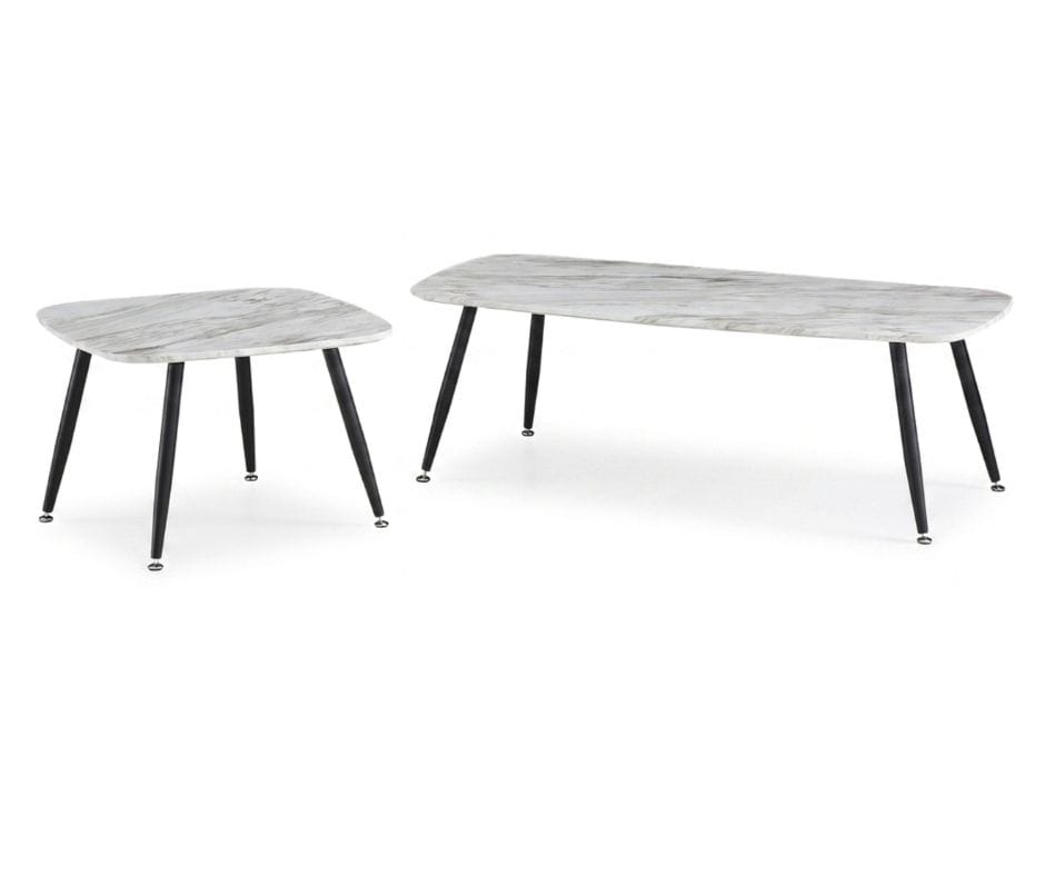 Dora Coffee Table Set - Marble White and Black Finish