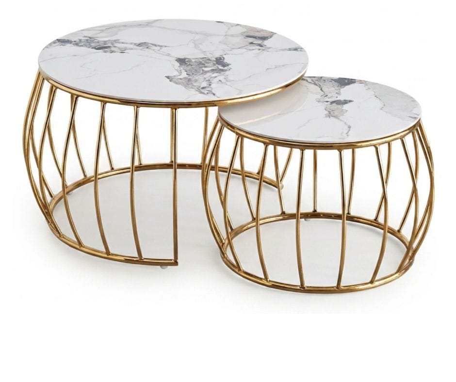 Glen Coffee Table Set - Ceramic, Gold Finish