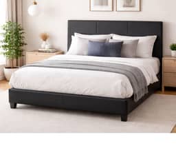 Monica PU Leather Bed Frame - Double - Black