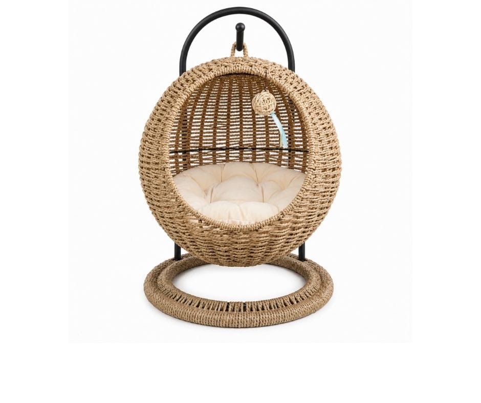 Kelly Oval Pet House - Natural Rattan Finish