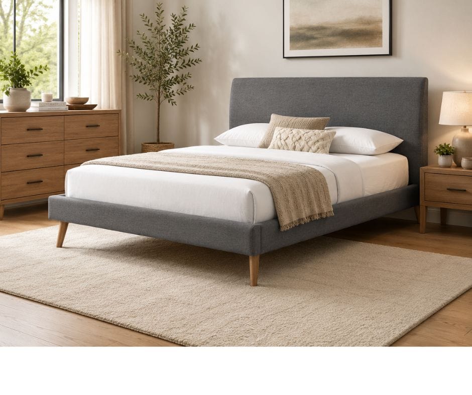 Nicola Fabric Bed - Double Grey