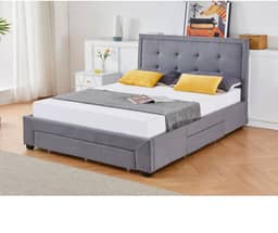 Ellie Double Bed with Drawers - Grey