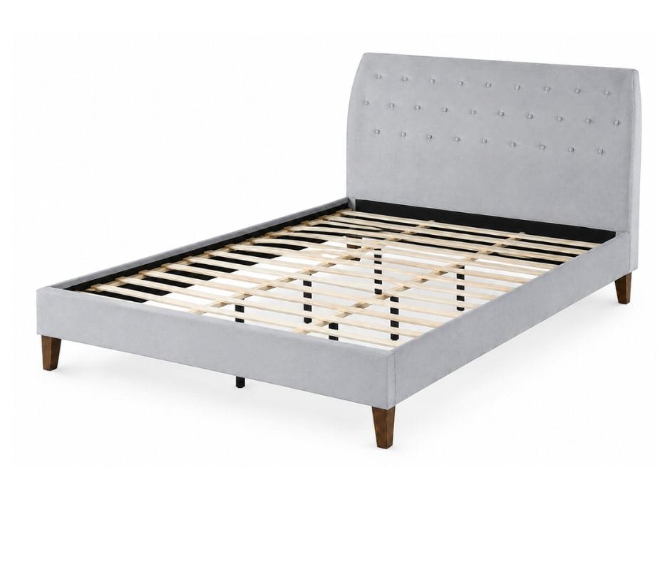Angela Velvet Fabric Bed King Single - Light Grey