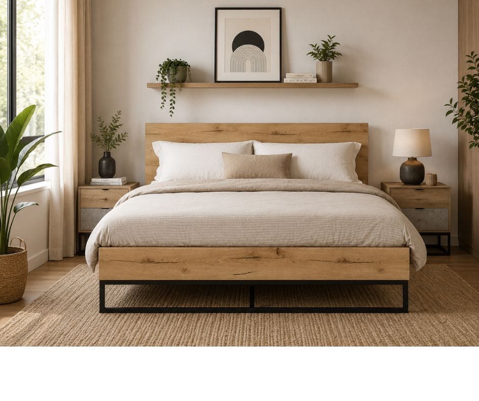 Coogee Double Bed - Natural Oak Finish