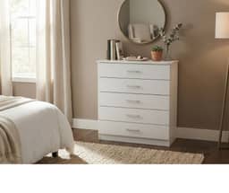 Redfern 5 Drawer Chest / Tallboy - White