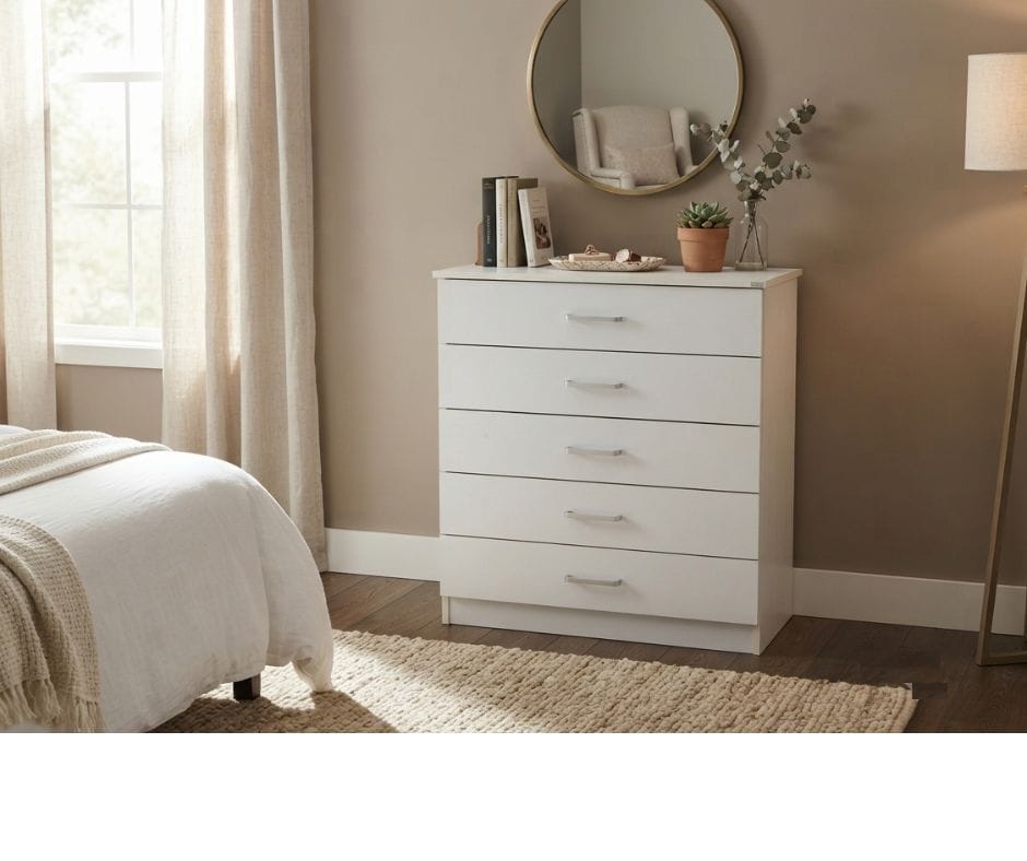 Redfern 5 Drawer Chest / Tallboy - White