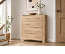 Jolene Lowboy 4 Drawers - Oak Finish