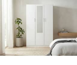 Redfern Melamine 3 Doors Combo with Mirror Wardrobe- White