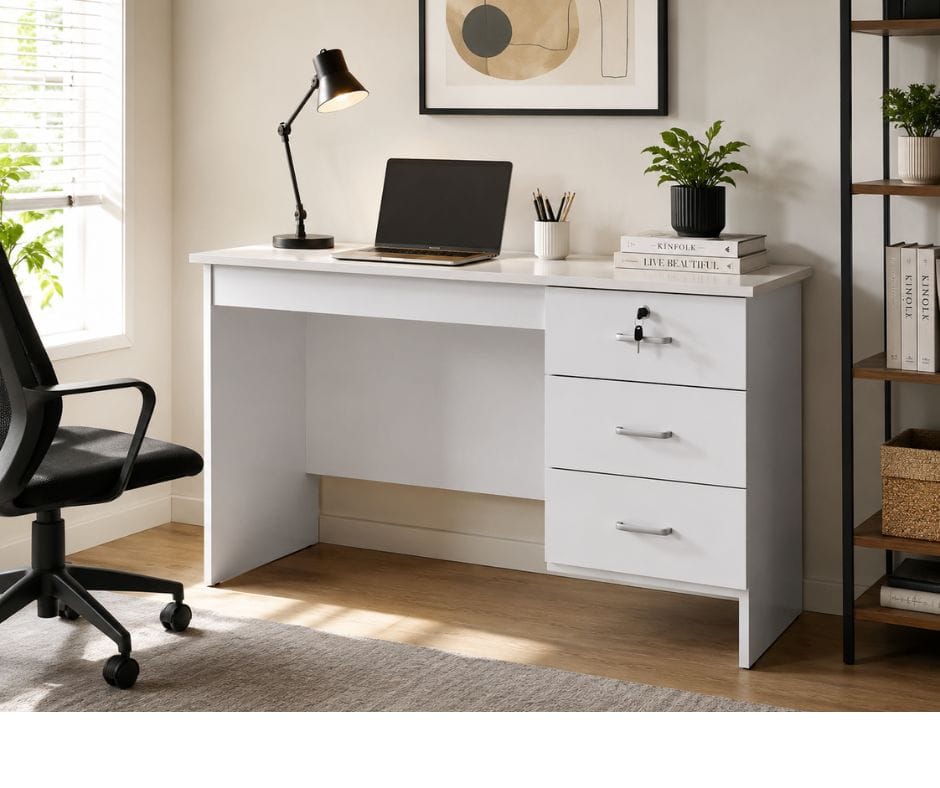 Redfern 3 Drawer Study Desk 1200mm- White