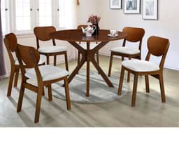 Gordon Walnut Round Dining Table - Walnut Finish