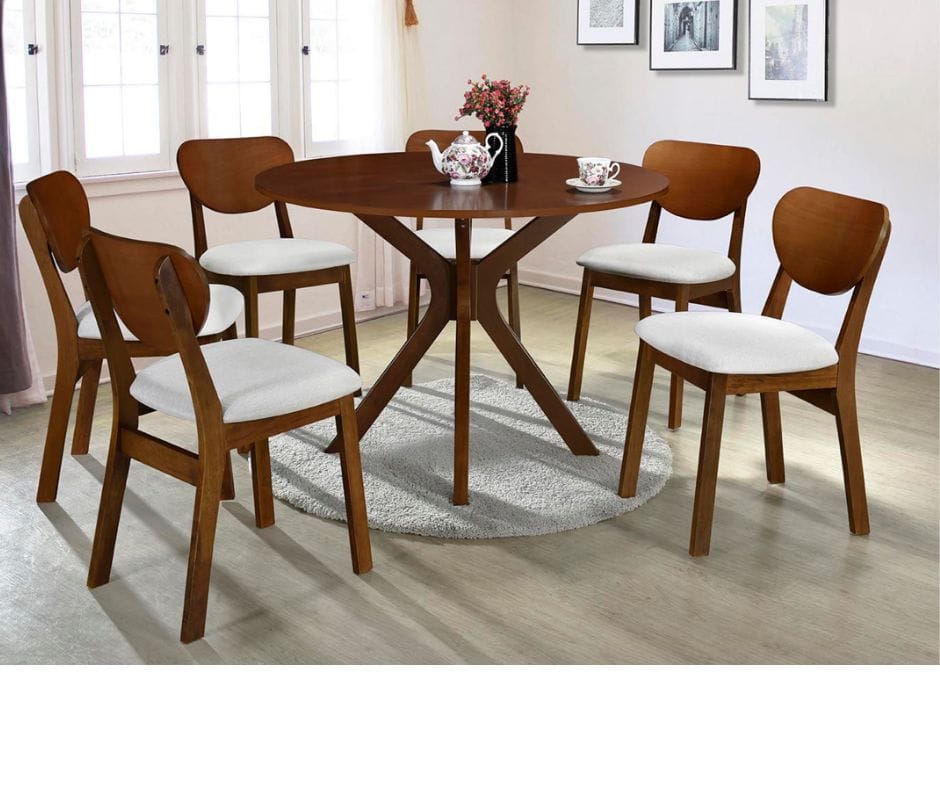 Gordon Walnut Round Dining Table - Walnut Finish