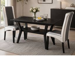 Sarah Leatherette Dining Chair Set of 2 - Black and White