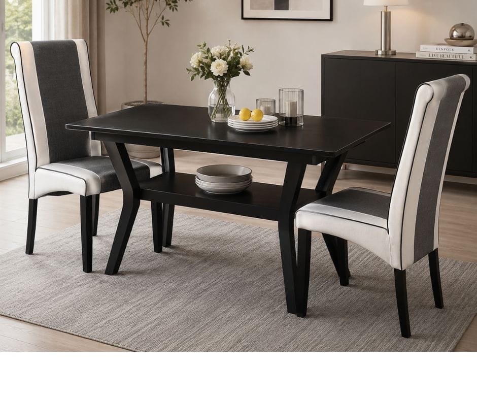 Sarah Leatherette Dining Chair Set of 2 - Black and White
