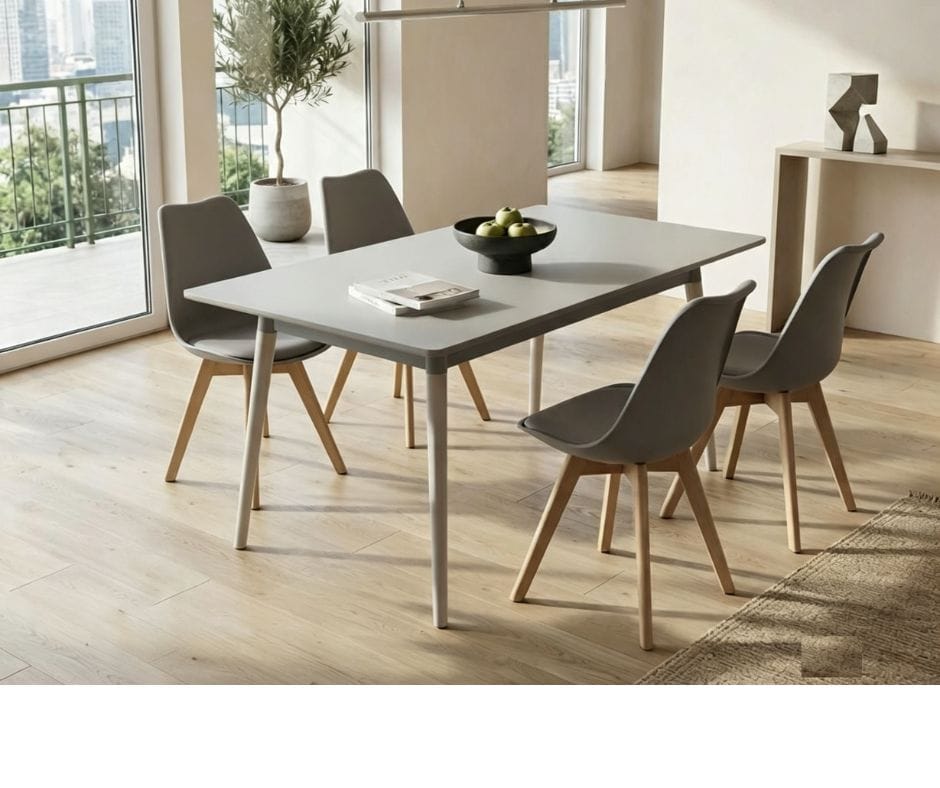 Padded Oliver Replica Dining Chair - Set of 4 - Grey