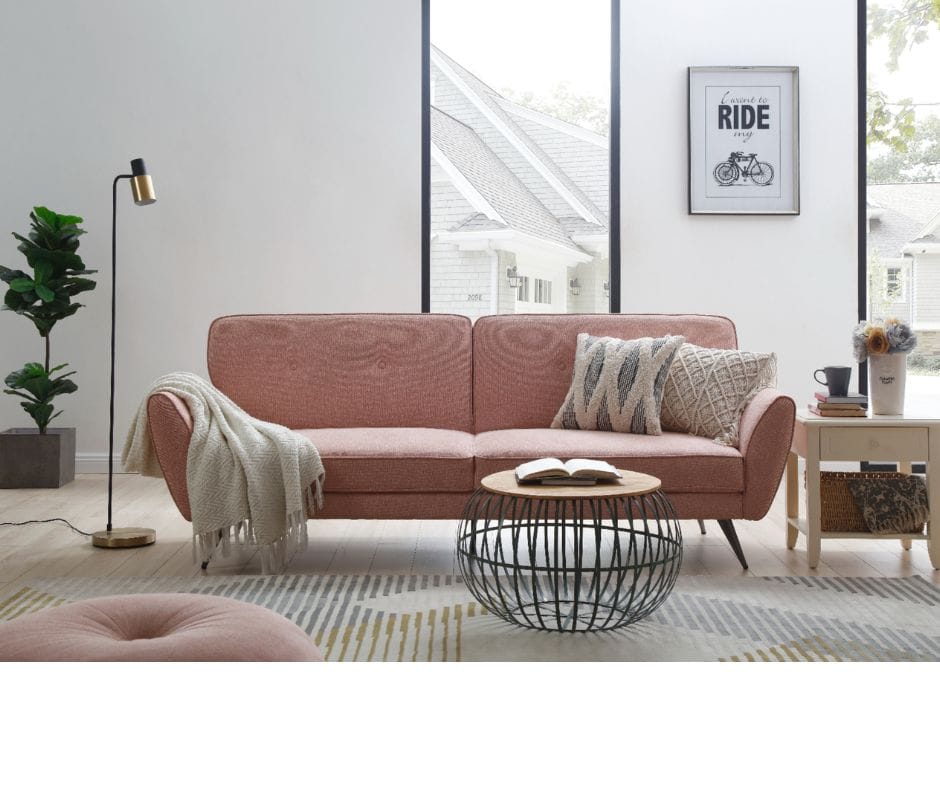 Elaine 3 Seat Sofa Bed - Pink