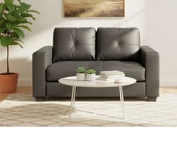 HEQS 2 Seater Pu Leather Sofa - Black