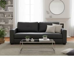 HEQS 3 Seater Pu Leather Sofa - Black