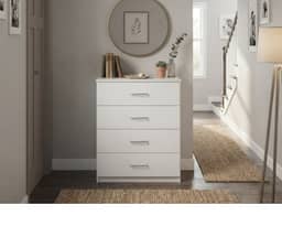 Redfern 4 Drawers Chest - Tallboy White