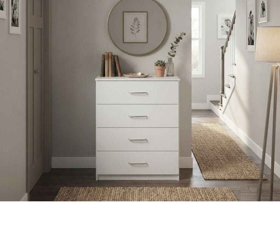 Redfern 4 Drawers Chest - Tallboy White