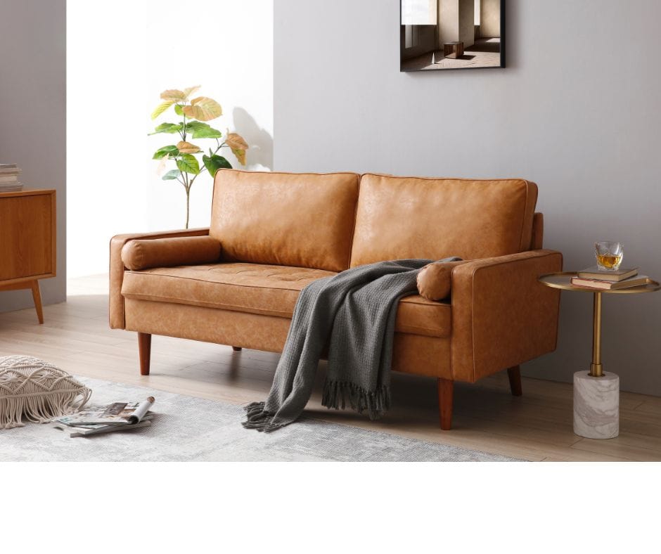 Coogee 2.5 Seater Faux Leather Sofa - Brown