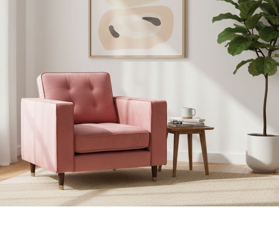 Fiona Sofa 1 Seat - Pink Velvet