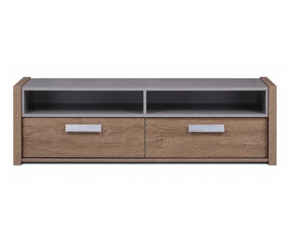 Simon TV Stand - Grey and Dark Oak Finish