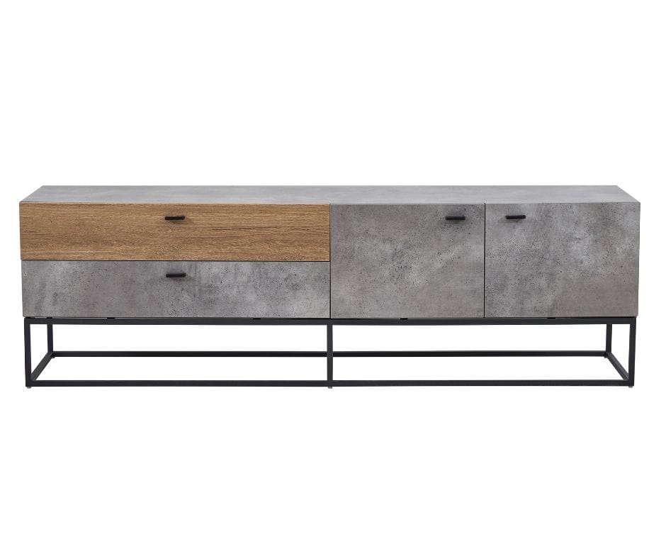 Jay TV Stand - Cement & Dark Oak Finish