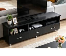 Redfern Tech TV Unit 3 Drawers Entertainment Unit - Black