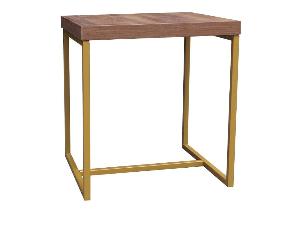 Shaan End Table - Walnut and Gold Finish